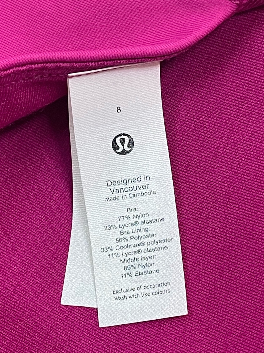 NWT Lululemon Energy Bra Long Line Medium Support Size 8 in Ripened Raspberry - Picture 10 of 14